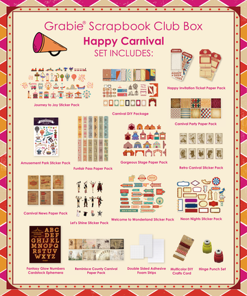 Happy Carnival-Themed Grabie Scrapbook Club Box